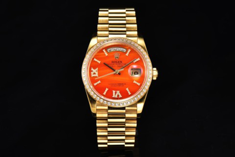 Best Edition with 2836 Automatic Movement Rolex Weekly Calendar 36mm Steel Belt Orange Watch